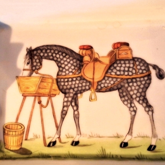 Hermes` Equestrian Hand-painted Porcelain, Gold Trim Orig Box. France. Authentic - Picture 6 of 9